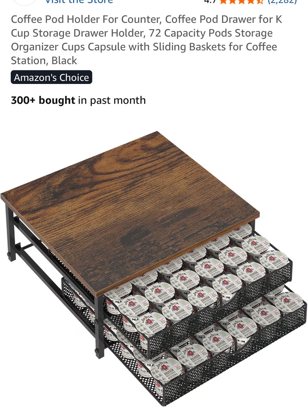 Amazon Two Drawer Coffee Pod Organizer for K Cups